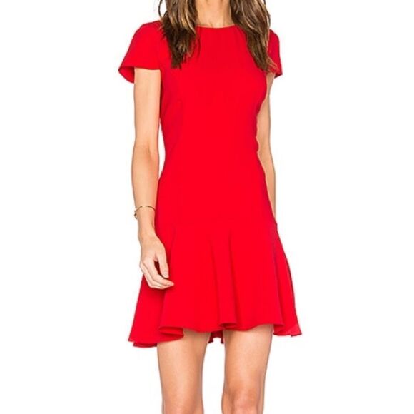 Amanda Uprichard Red Hudson Ruffle Hem Dress Size Small $180 - Picture 1 of 12